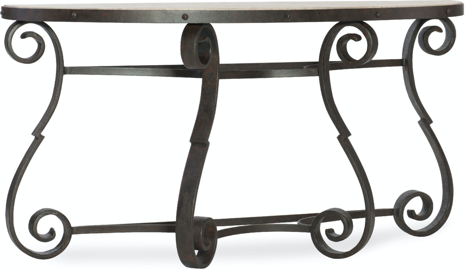 Hill Country Metal & stone demilune console